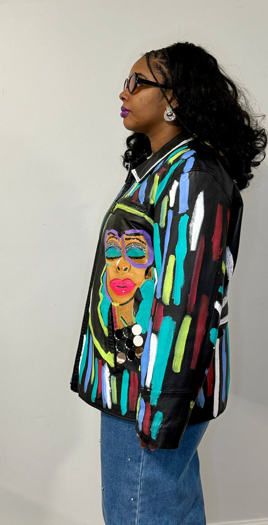 Eclectic Jazz 1:1 handpainted genuine leather jacket